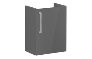 VitrA Root Flat 40cm 1 Door Wall Hung Slim Washbasin Unit (RH Hinge) - Anthracite High Gloss